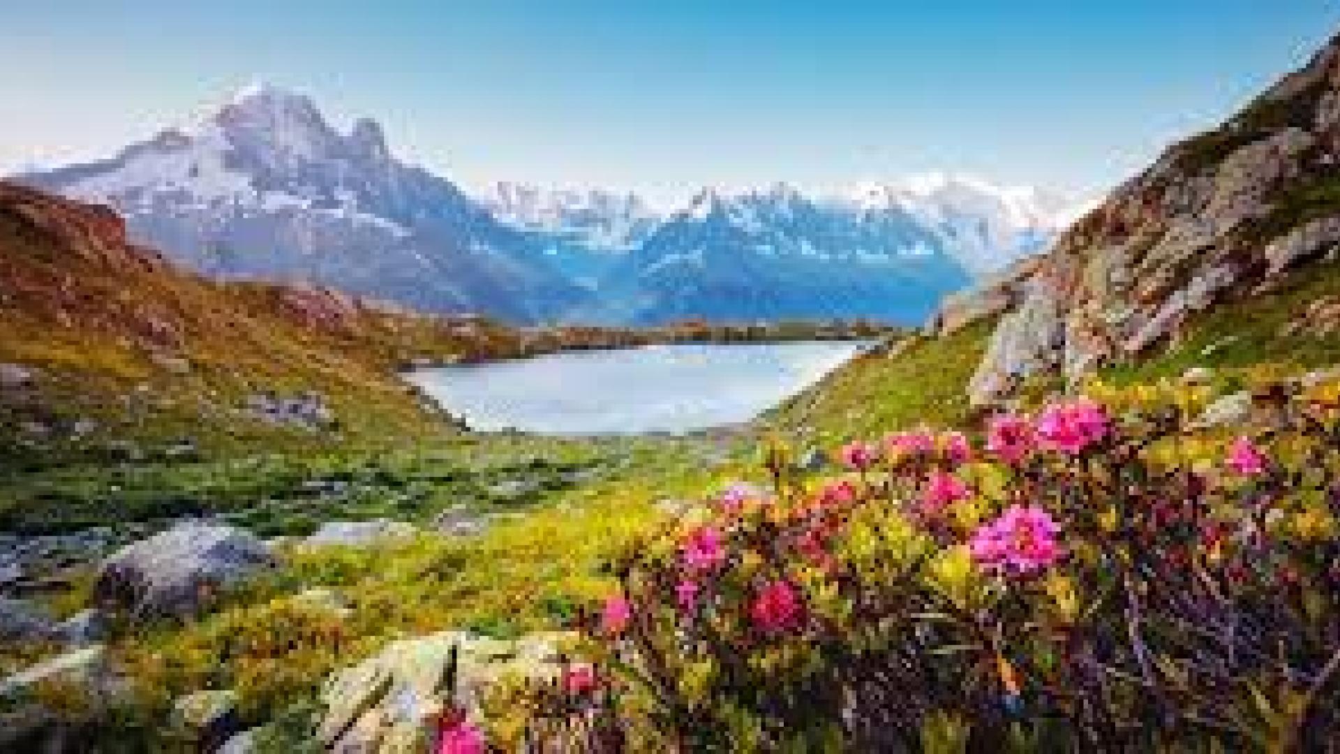 Cliché d'un lac de montagne réalisé au lever du soleil ai mois de mai. 